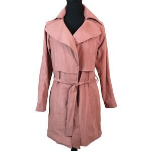 Audrey 3+1 Anthropologie Dusty Pink Blush Trench Coat Belted Lightweight small